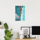 波を楽しむ海ビーチロンビーチ, CA ポスター (ホームオフィス)