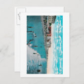 波を楽しむ海ビーチロンビーチ, CA ポストカード (正面/裏面)