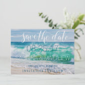 波を砕くビーチでの目的地 セーブ・ザ・デート 招待状 (スタンド正面)