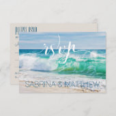 波を砕くビーチウェディングの出欠返信 招待状 (正面/裏面)