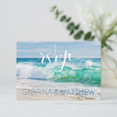 波を砕くビーチウェディング 出席・欠席のご連絡 招待状 (スタンド正面)
