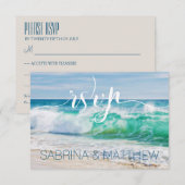 波を砕くビーチウェディング 出席・欠席のご連絡 招待状 (正面/裏面)