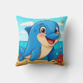 🐬 波を跳ねる幸せなイルカ 🌊✨ クッション (裏面)