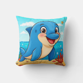 🐬 波を跳ねる幸せなイルカ 🌊✨ クッション
