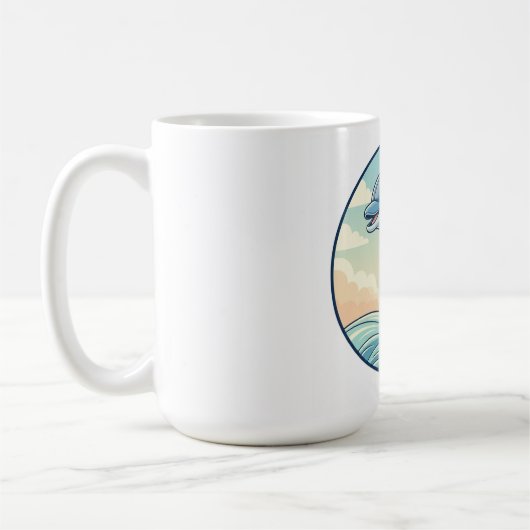 波を飛び越えるいたずらイルカ コーヒーマグカップ (左)