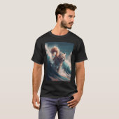 波を飛ぶ猫 Tシャツ (正面フル)