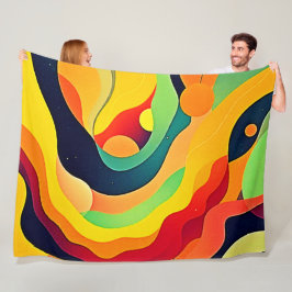 波エネル鮮やかギー フリースブランケット