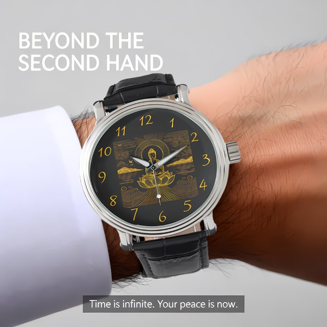 波エレガントと山に囲まれた仏像 腕時計 (クリエイターアップロード済み)