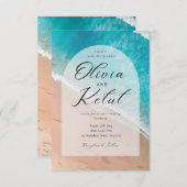 波エレガントを背景に 招待状 (正面/裏面)