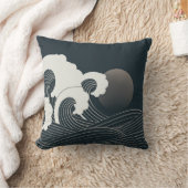 波エレガント日本の黒白のアートワーク | クッション (ブランケット)