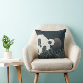 波エレガント日本の黒白のアートワーク | クッション (椅子)