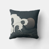 波エレガント日本の黒白のアートワーク | クッション (裏面)