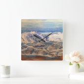 波オリジナルハンドア色彩の鮮やかート スクエア壁時計 (ホーム)