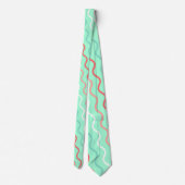 波オレンジ色のネイビーミニマルパターン ネクタイ (裏面)