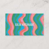 波カラフルのストライプQRコードSocial Media Chic 名刺 (正面)