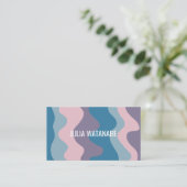 波カラフルのストライプQRコードSocial Media Chic 名刺 (スタンド正面)