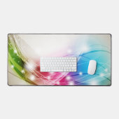 波カラフルのベージュの背景 デスクマット (キーボード&マウス)