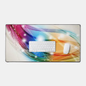 波カラフルのベージュの背景 デスクマット (キーボード&マウス)
