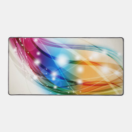 波カラフルのベージュの背景 デスクマット