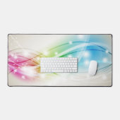 波カラフルのベージュの背景 デスクマット (キーボード&マウス)