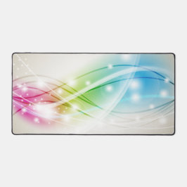 波カラフルのベージュの背景 デスクマット