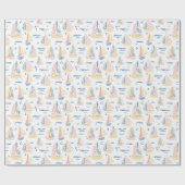 波カラフルの付いた抽象芸術船 ラッピングペーパー (フラット)