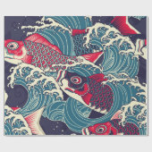 波カラフルの魚 ラッピングペーパー (フラット)
