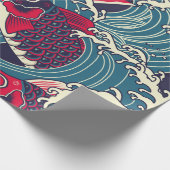 波カラフルの魚 ラッピングペーパー (角)