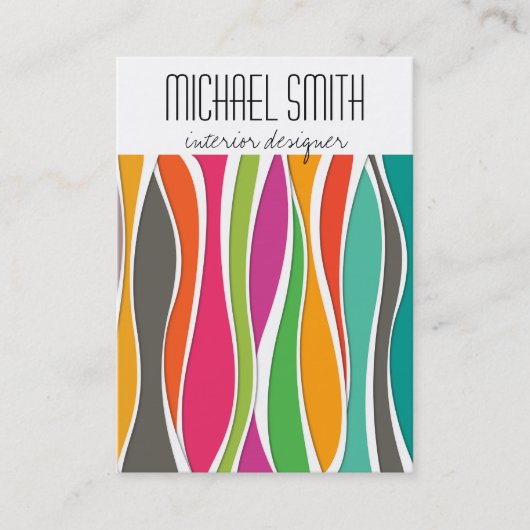 波カラフルインテリアデザイナー名刺 名刺 (正面)
