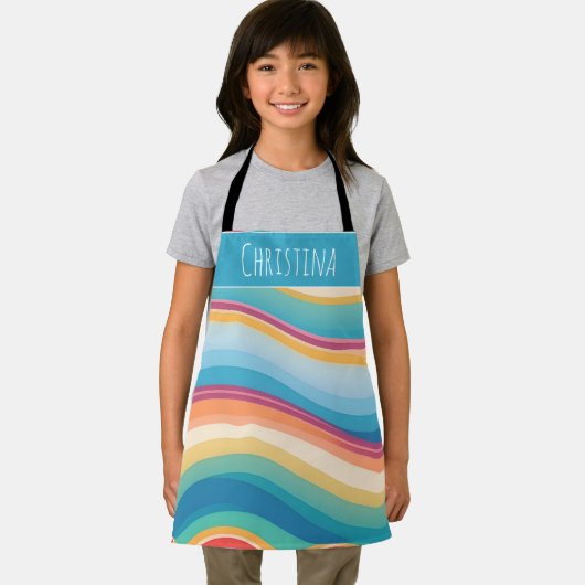 波カラフルカスタムパーソナライズされた型 エプロン (インサイチュ)