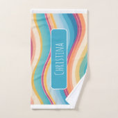 波カラフルカスタムパーソナライズされた型 バスタオルセット (ハンドタオル)