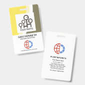 波カラフル及会社従業員写真テンプレートID バッジ (表裏)