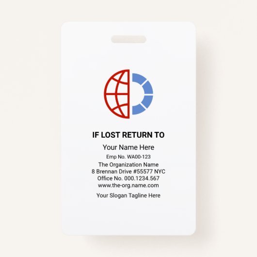 波カラフル及会社従業員写真テンプレートID バッジ (裏面)