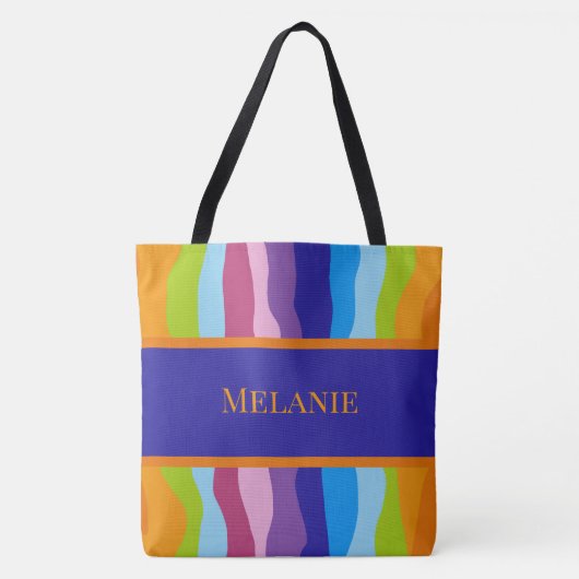 波カラフル名 トートバッグ (正面)
