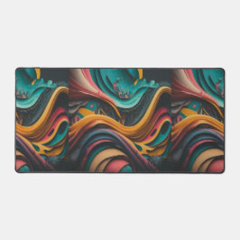 波カラフル型 デスクマット