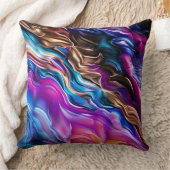 波カラフル抽象芸術アート クッション (ブランケット)