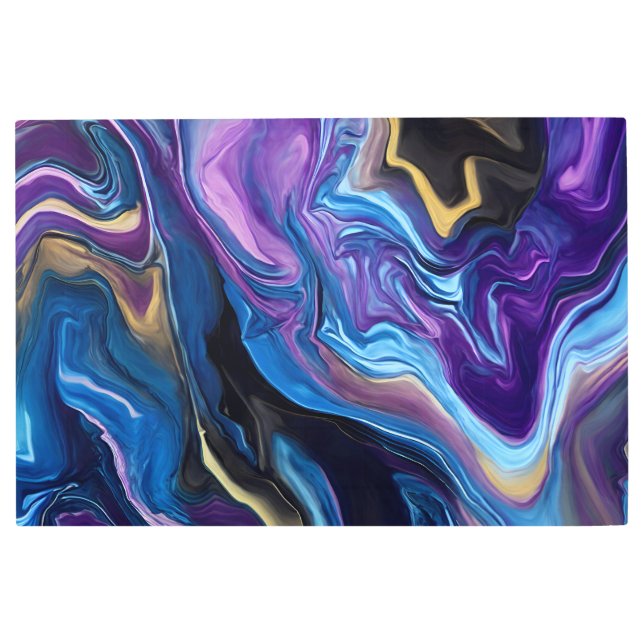 波カラフル抽象芸術ウォールアート メタルプリント (正面)