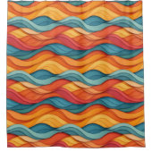 波カラフル数 シャワーカーテン (正面)