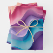 波カラフル数 ラッピングペーパーシート (インサイチュ)