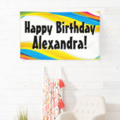 波カラフル生誕パーソナライズされた生日パーティバナー 横断幕 (インサイチュ)