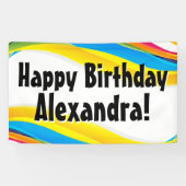 波カラフル生誕パーソナライズされた生日パーティバナー 横断幕 (横)