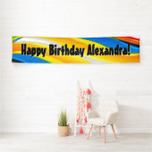 波カラフル生誕パーソナライズされた生日パーティバナー 横断幕 (インサイチュ)