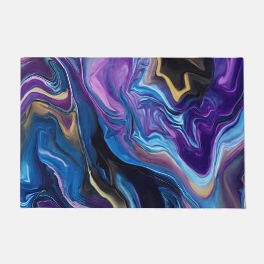 波カラフル紫ブルーウェルカムマット ドアマット (正面)