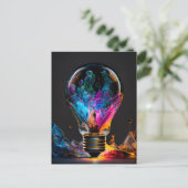 波カラフル電球 ポストカード (スタンド正面)