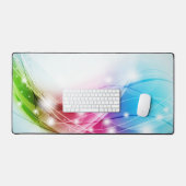 波カラフル青の背景 デスクマット (キーボード&マウス)