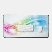 波カラフル青の背景 デスクマット (キーボード&マウス)