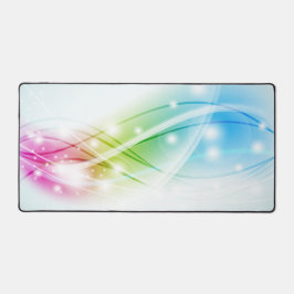 波カラフル青の背景 デスクマット