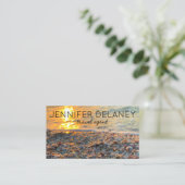 波サンセットシーシェル写真旅行ソーシャルアイコンQR 名刺 (スタンド正面)