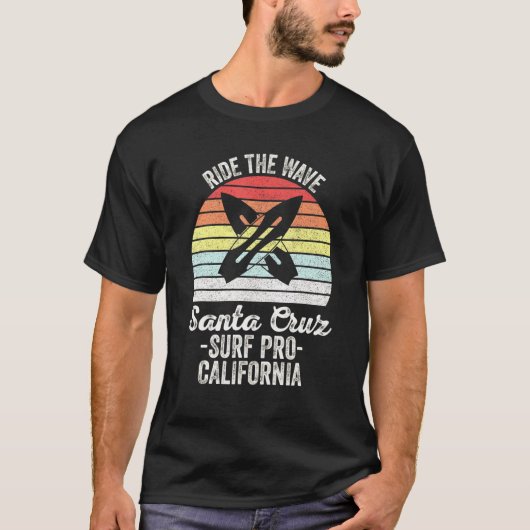 波サンタクルーズサーフプロカリフォルニアサーフェに乗る Tシャツ (正面)