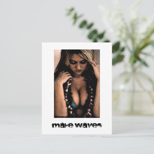 波サーファーの女の子はがき ポストカード (スタンド正面)